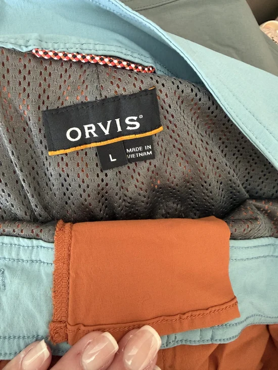 Orvis Hybrid Shorts Mens Large Orange Blue Swim Board Fishing Outdoor - Picture 3 of 3